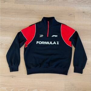 Aeropostale Formula 1 Men's Mock Neck Quarter Zip Pullover Size S Black Red